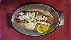 Culhane's Steak topped with bleu cheese crumbles